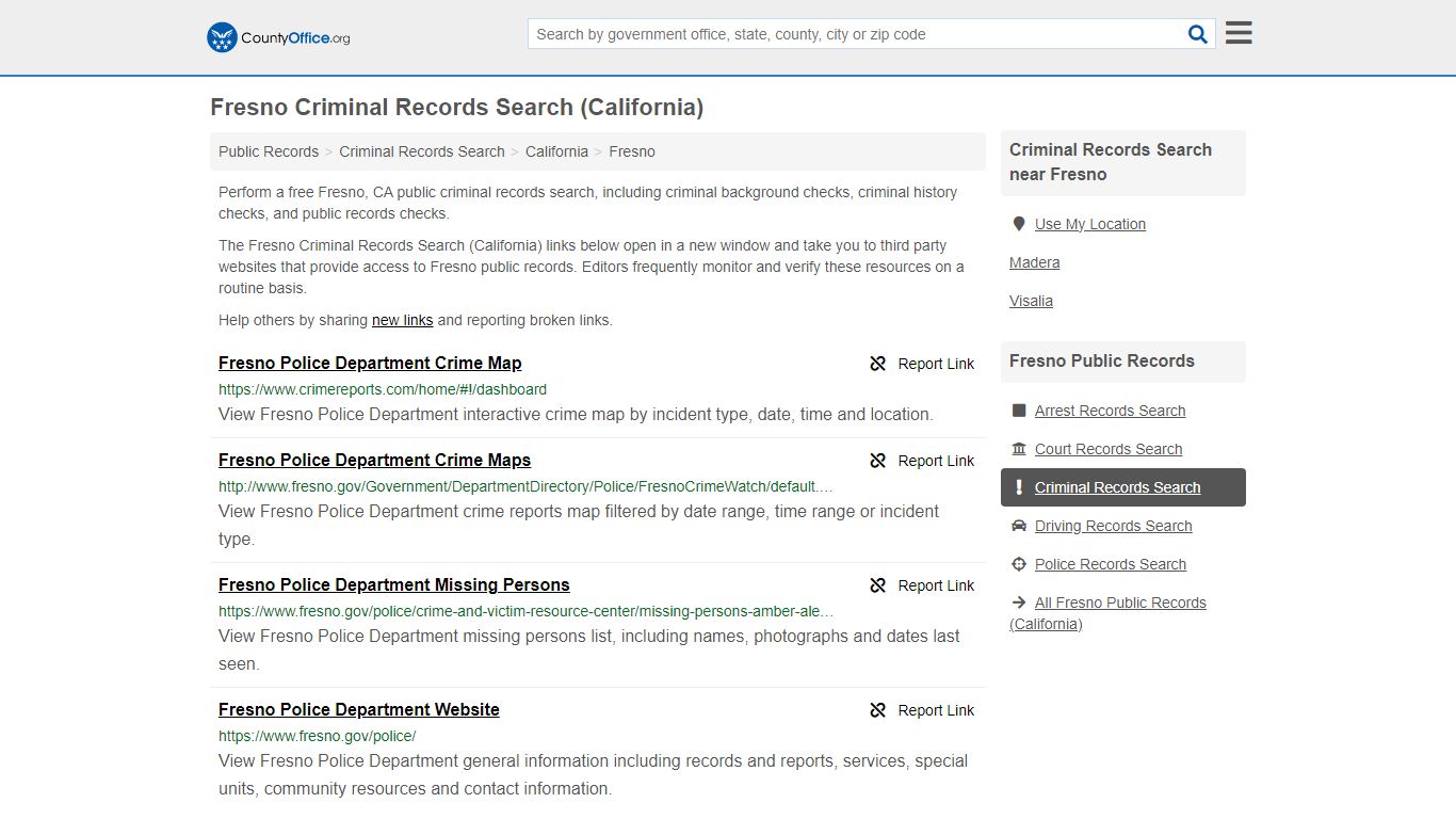 Fresno Criminal Records Search (California) - County Office